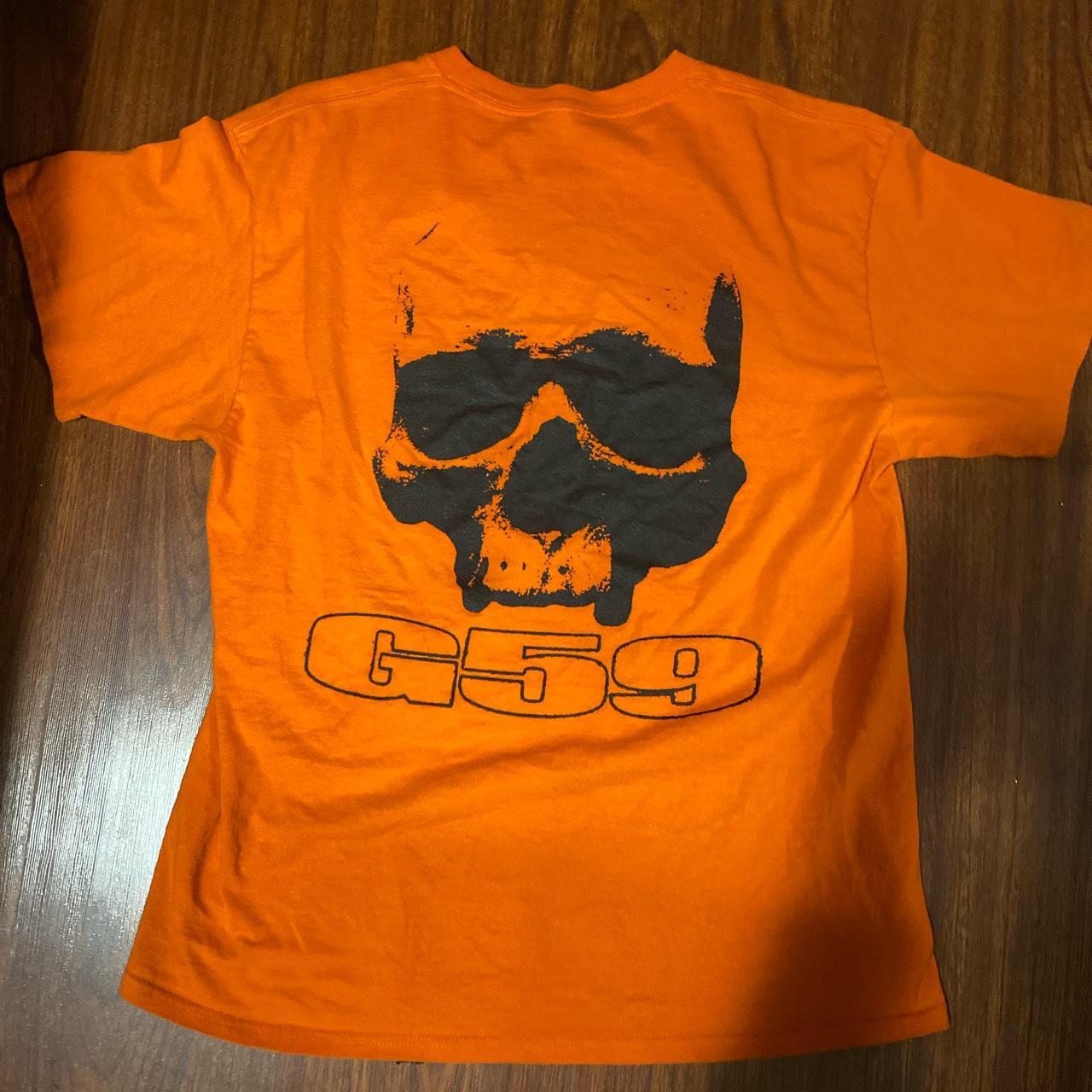 G59 records merch safety orange skull shirt - Depop