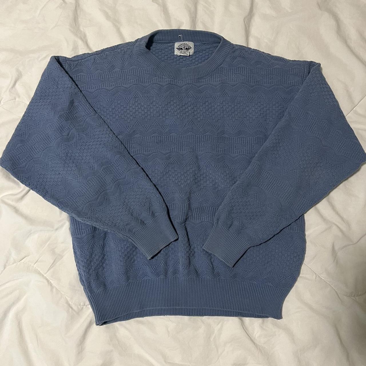 Dockers Blue Textured Sweater Size: L - Depop