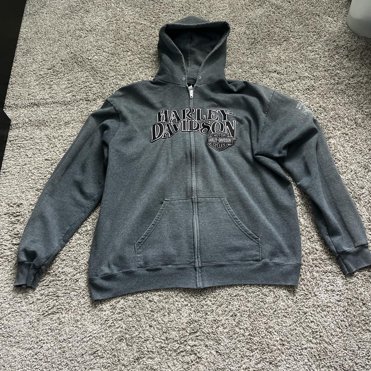 Vintage Harley Davidson Zip Up Hoodie Size L - Depop