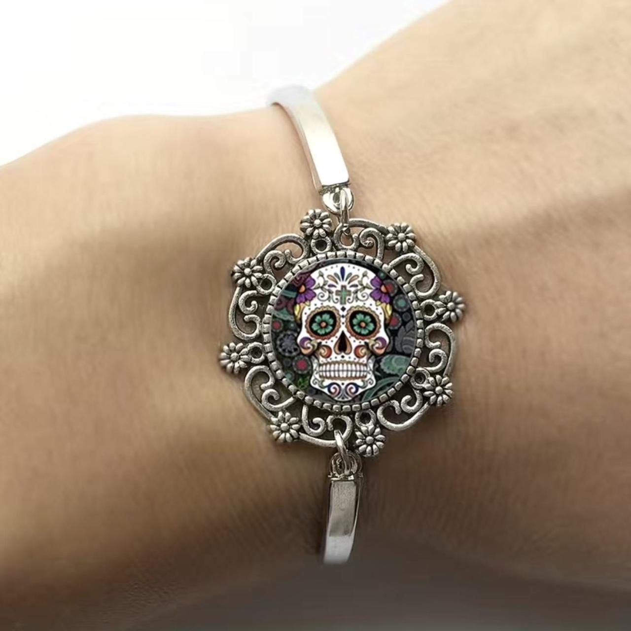 Vintage Style Skull Bracelet Artistic Photo Glass Depop