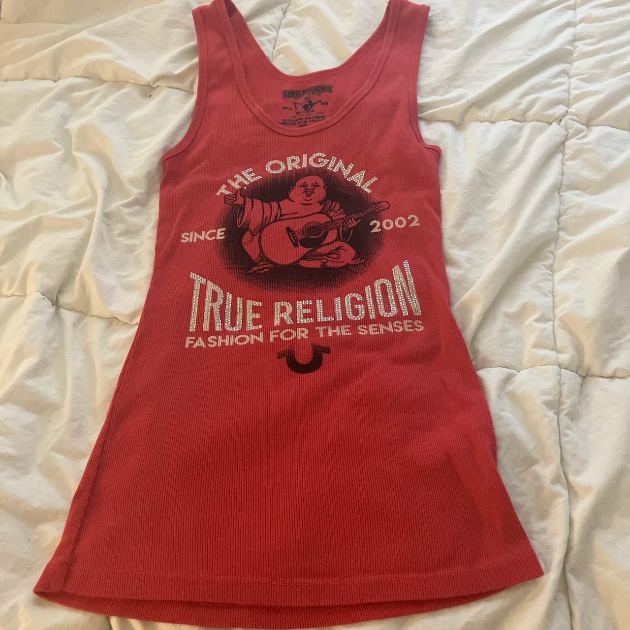 true religion red/hot pink tank some rhinestone are... Depop