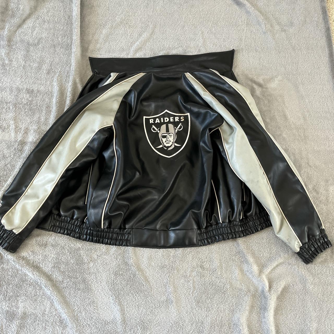 Black Gray Oakland Raiders NFL Leather Jacket