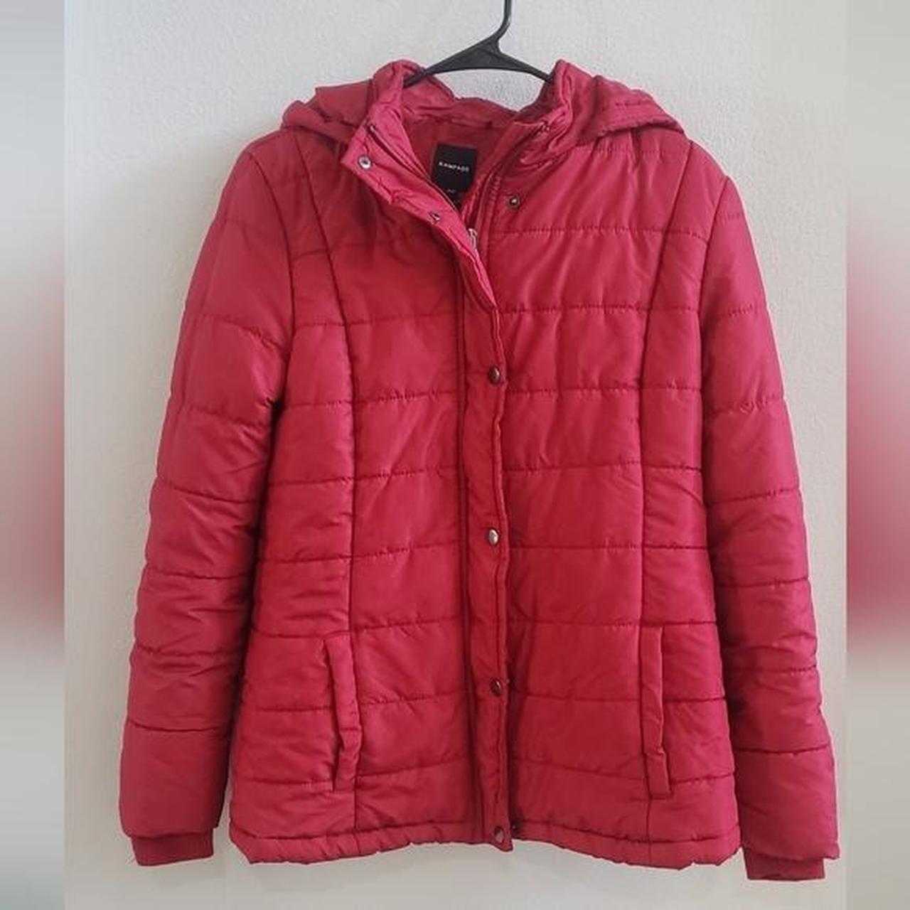 Rampage Deep red puffer jacket with zip and snap. Depop