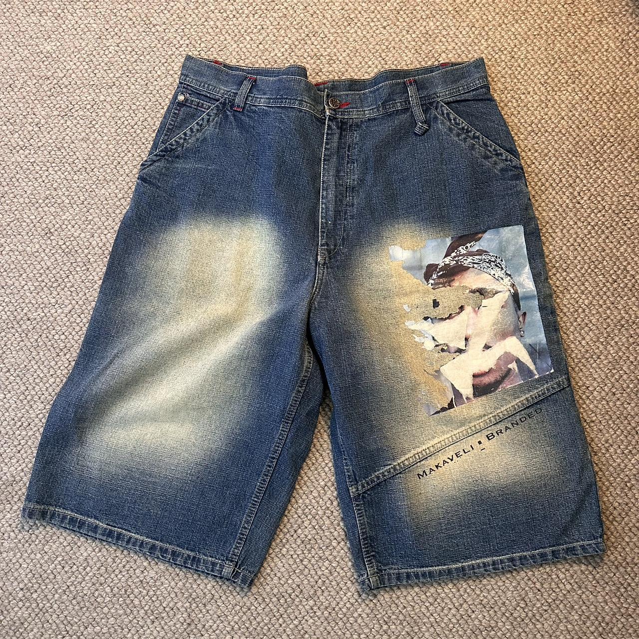 Vintage Makaveli Tupac jorts. Cool design and... - Depop