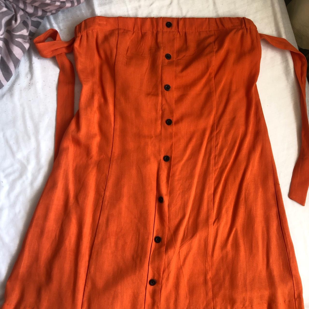 Orange button mini dress soo cute for holiday ,... - Depop