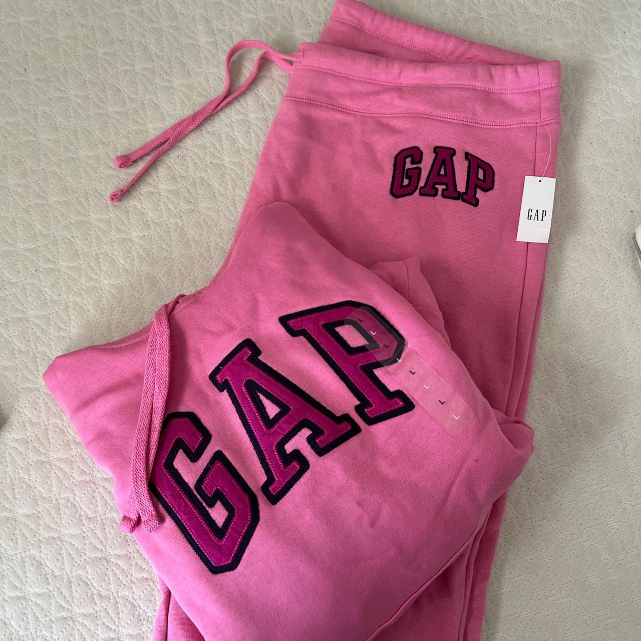 Brand New Pink Gap Outfit Hoodie : L Flare Pants : - Depop