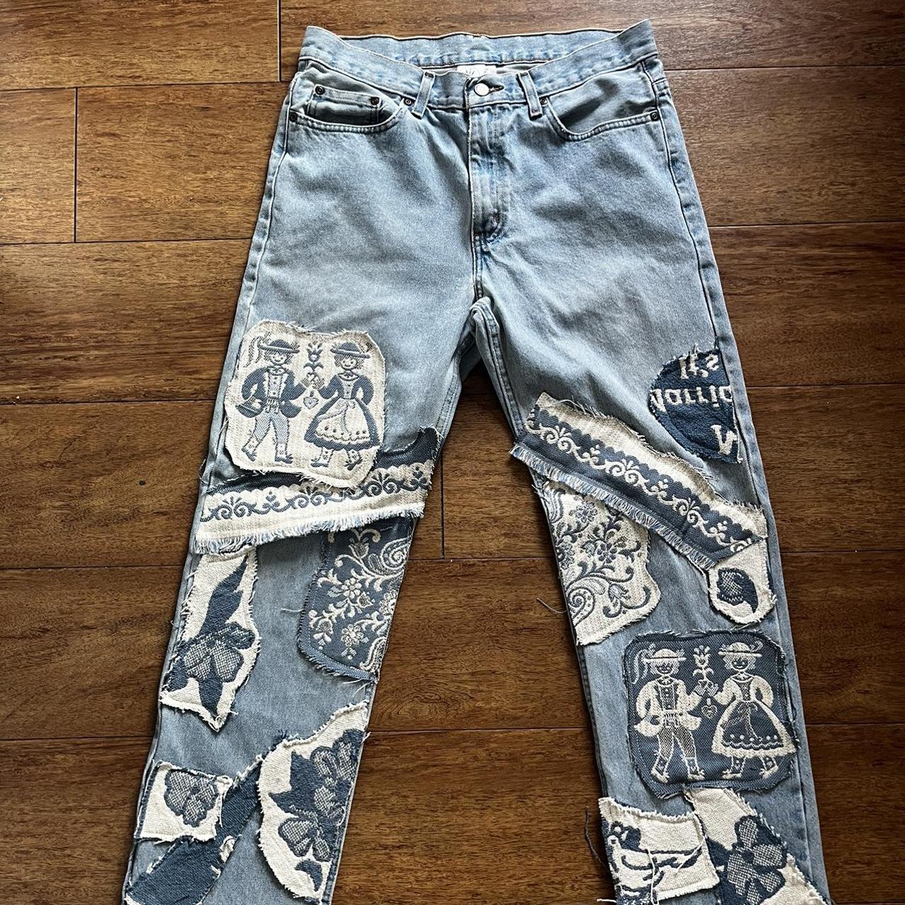 Men's Blue and White Jeans | Depop