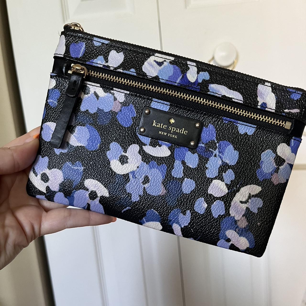 Unique Black and Blue Floral Kate Spade Square - Depop