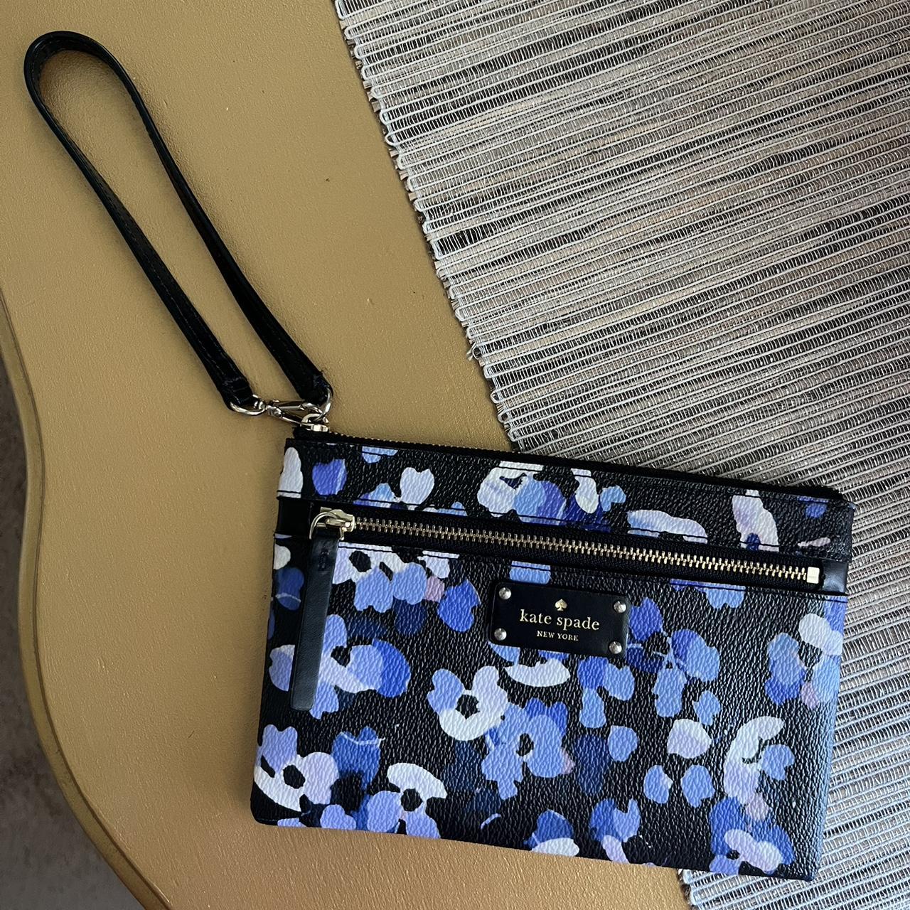 Unique Black and Blue Floral Kate Spade Square - Depop