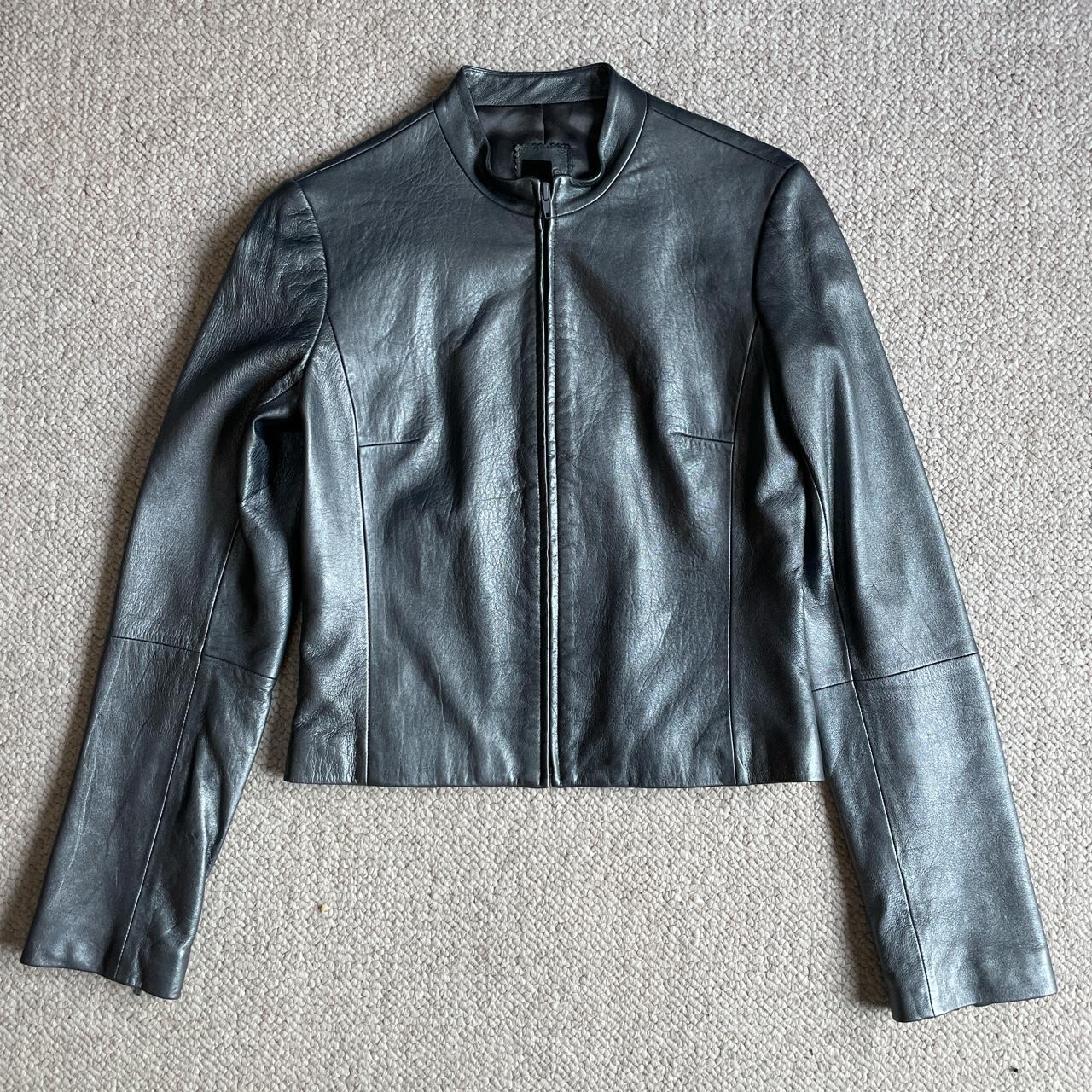 BCBGMAXAZRIA metallic grey leather jacket I have