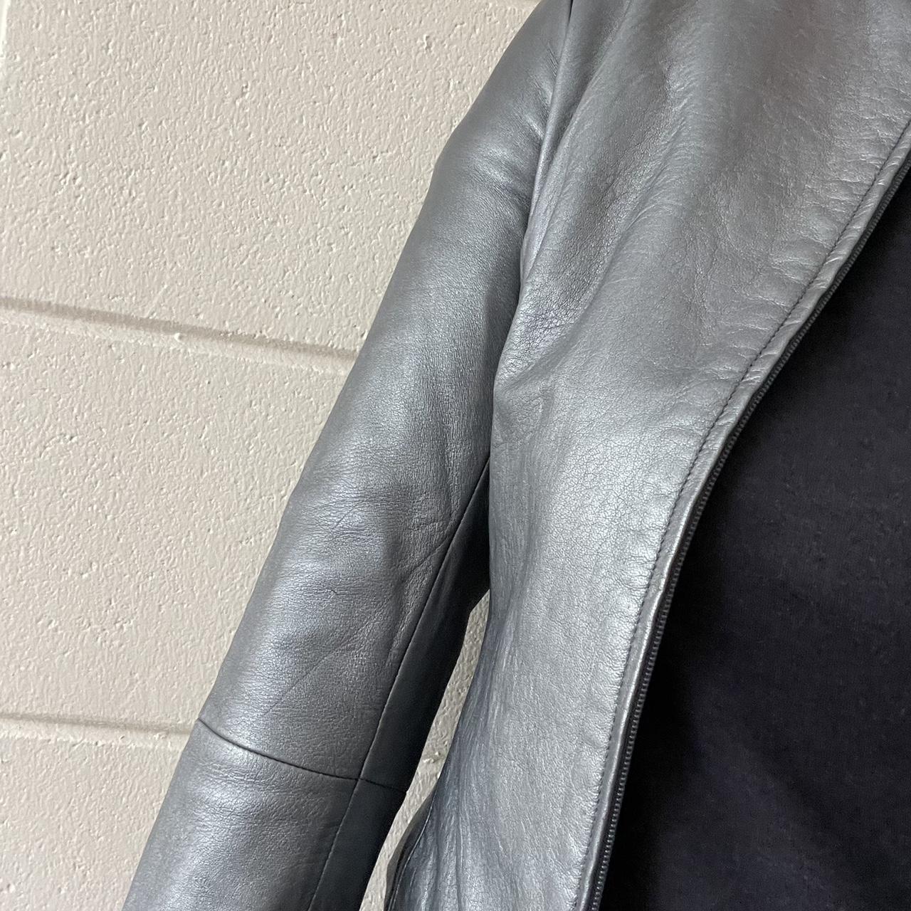 BCBGMAXAZRIA metallic grey leather jacket I have