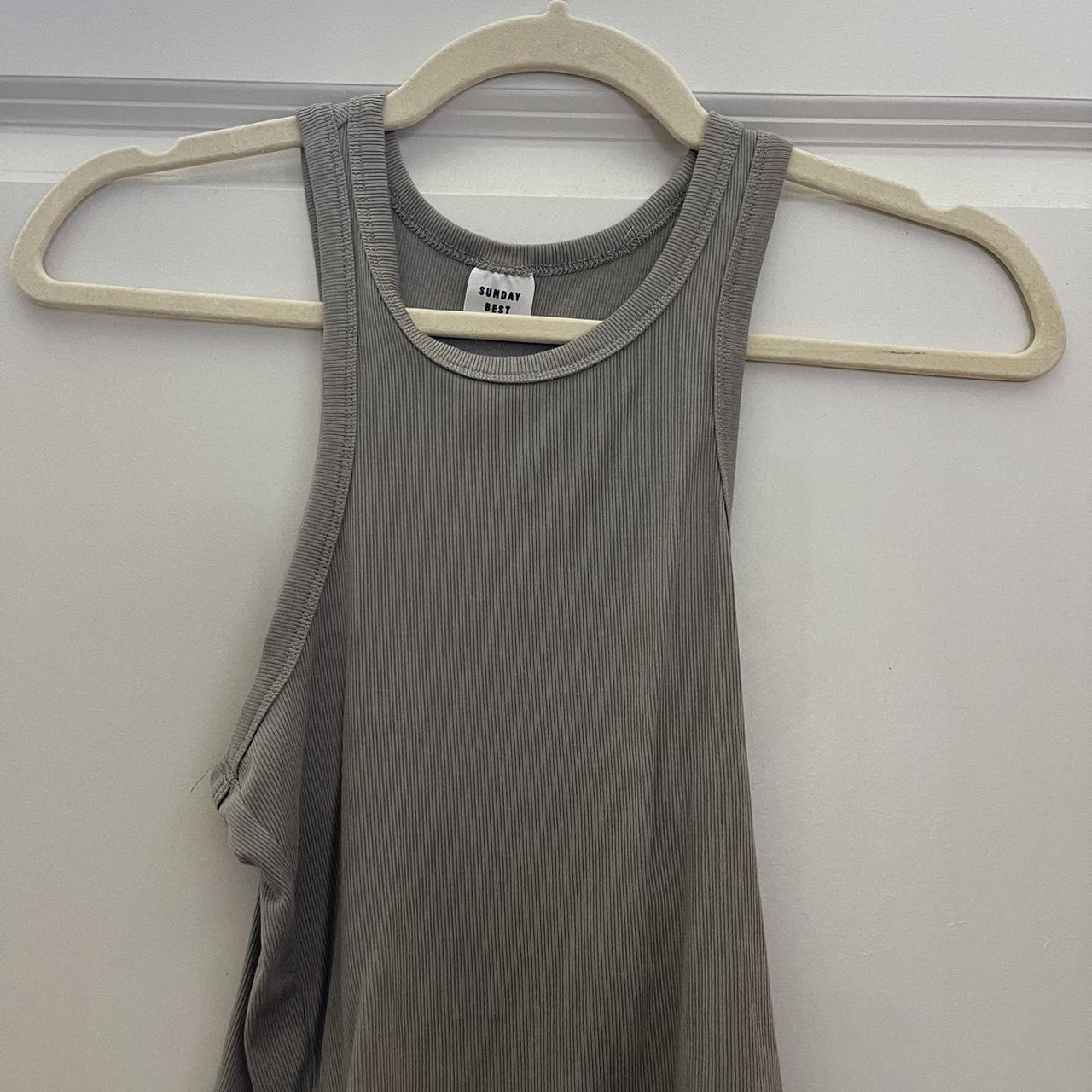 Aritzia Women's Grey and Green Vest Depop
