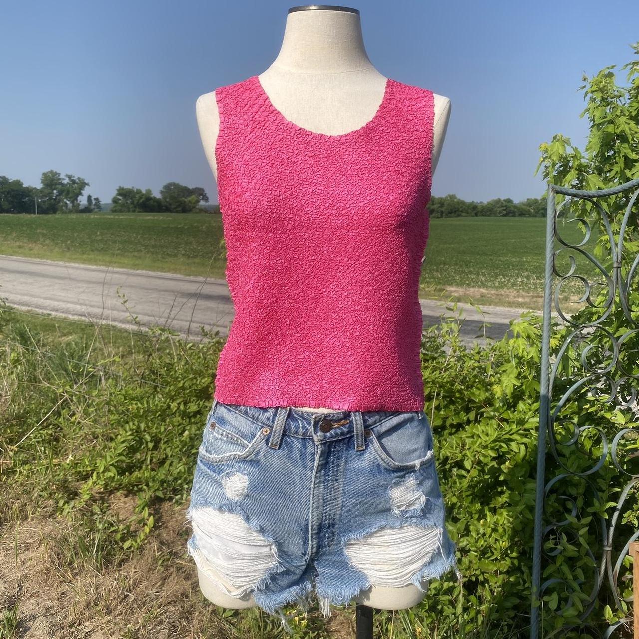 Vintage 90s Pink Pleated Scruchie Tank Top size tag... - Depop