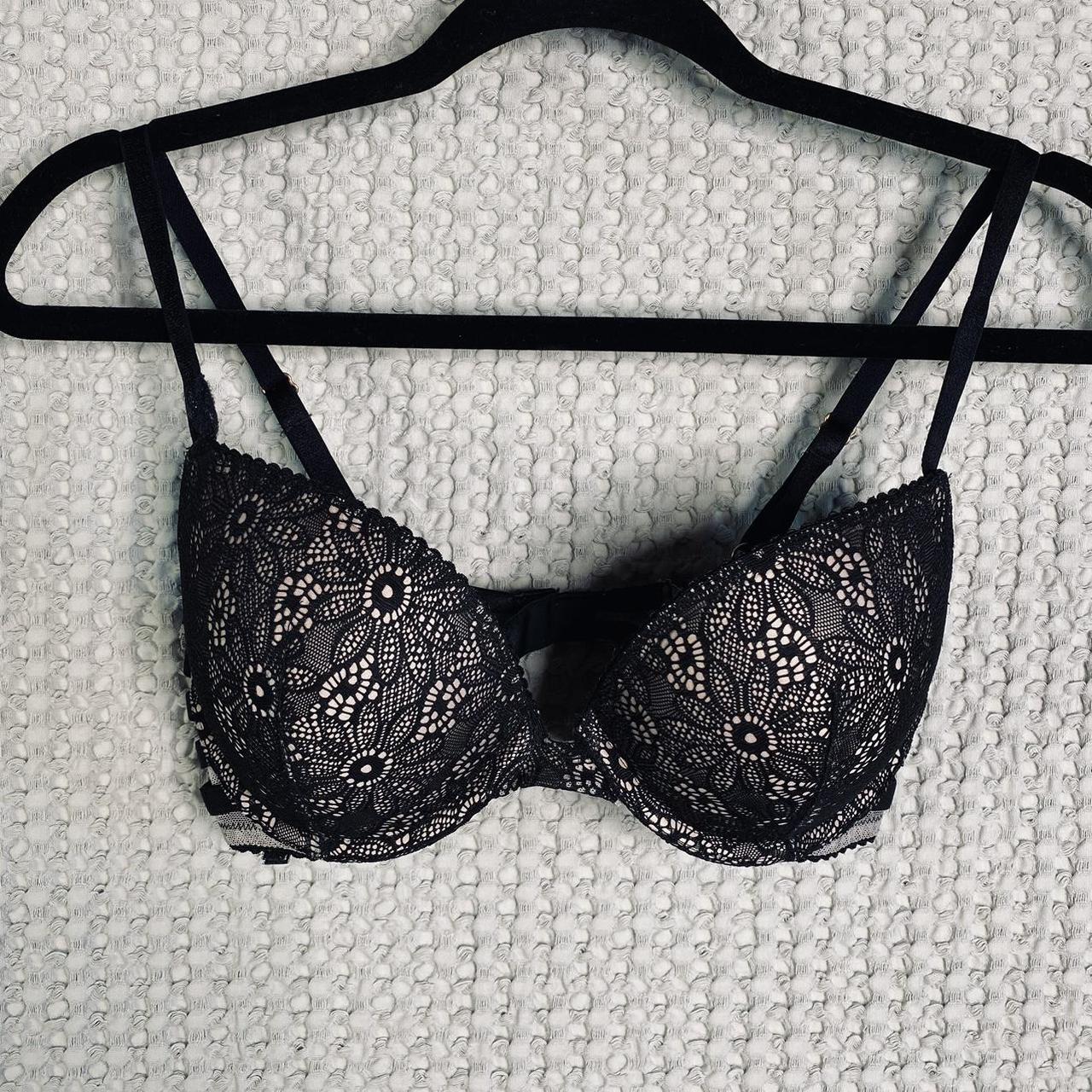 Victorias Secret Black Lace Very Sexy Bra Push Up Depop