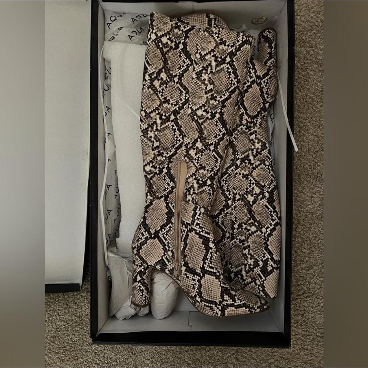 snakeskin knee high boots low heel
