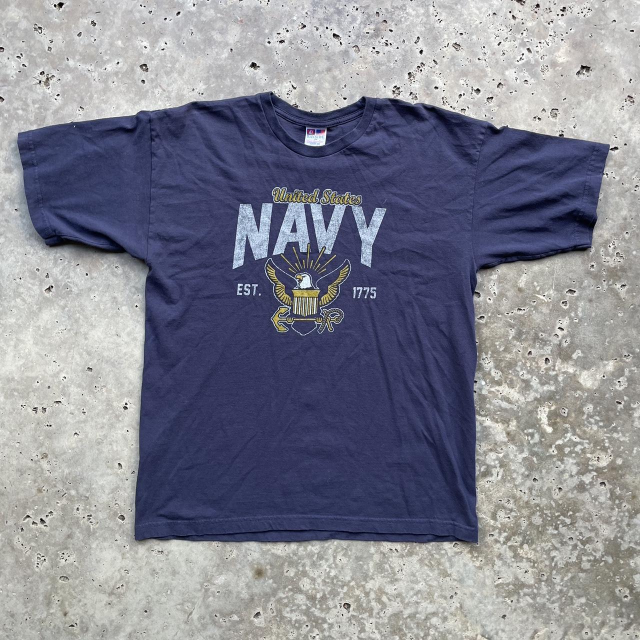 VINTAGE Y2K PATRIOTIC NAVY TEE MENS LARGE 📦 $5-7... - Depop