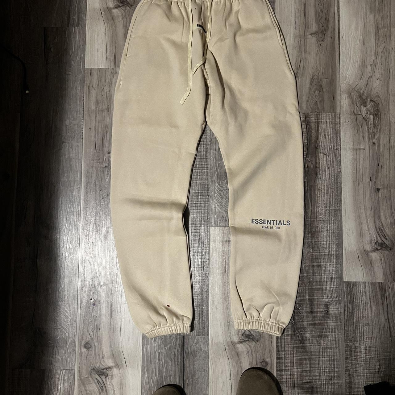 Essential Fear Of God Cream Joggers! Warm And Cozy - Depop