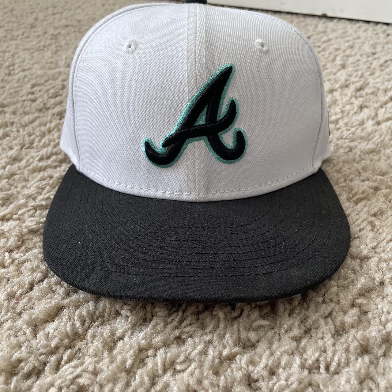 New Era Atlanta Braves Suede Leather Fitted Hat - Depop