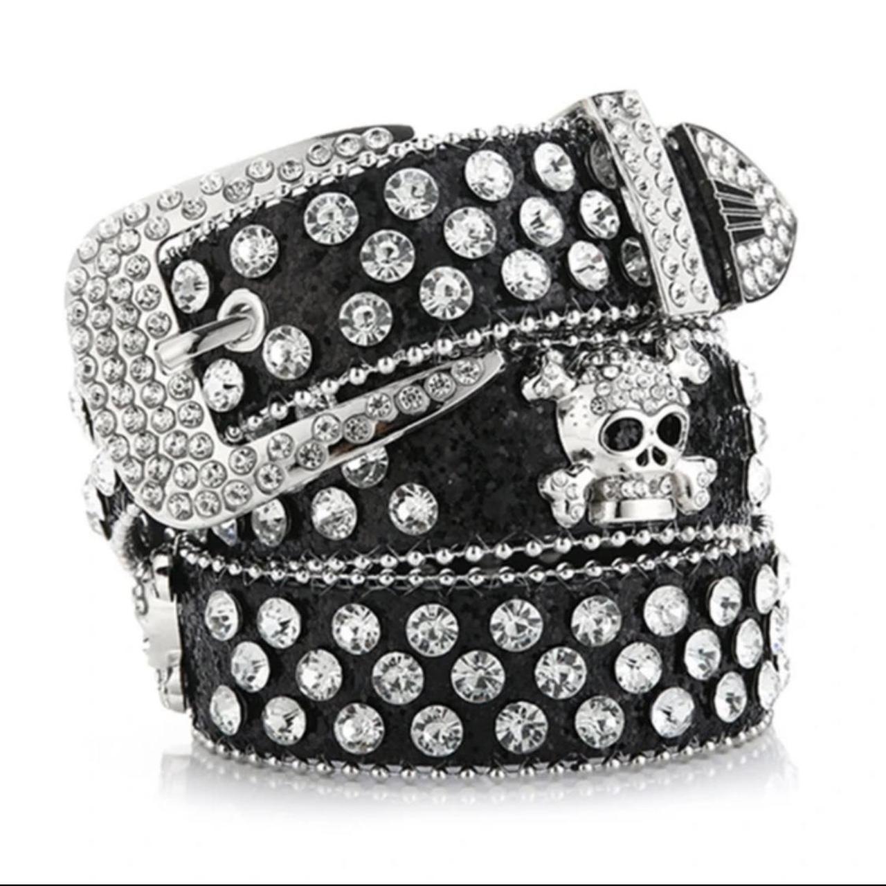 Black skull buckle rhinestone belt 🔥🔥 Free shipping... - Depop