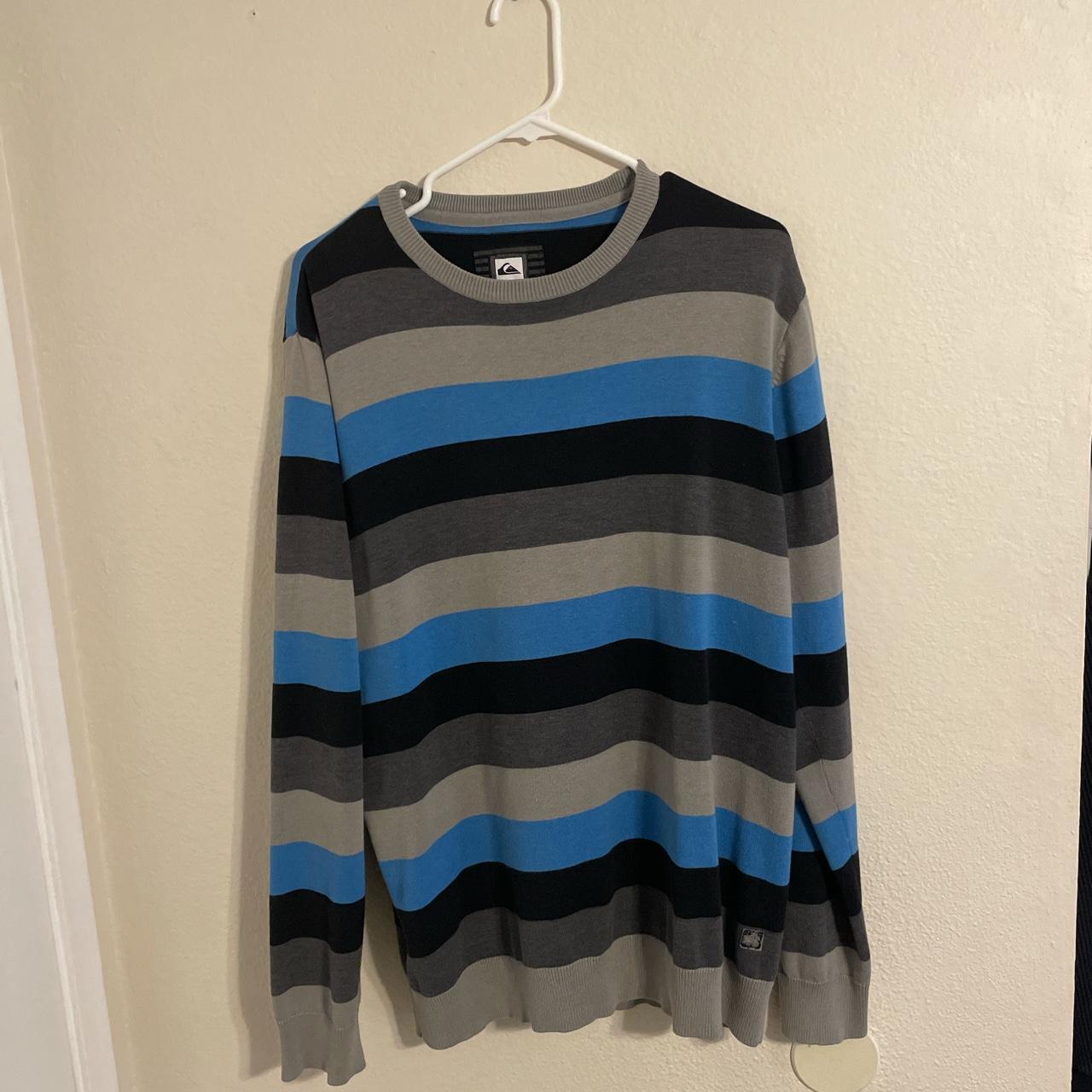 Quiksilver Men's Blue and Black Jumper | Depop