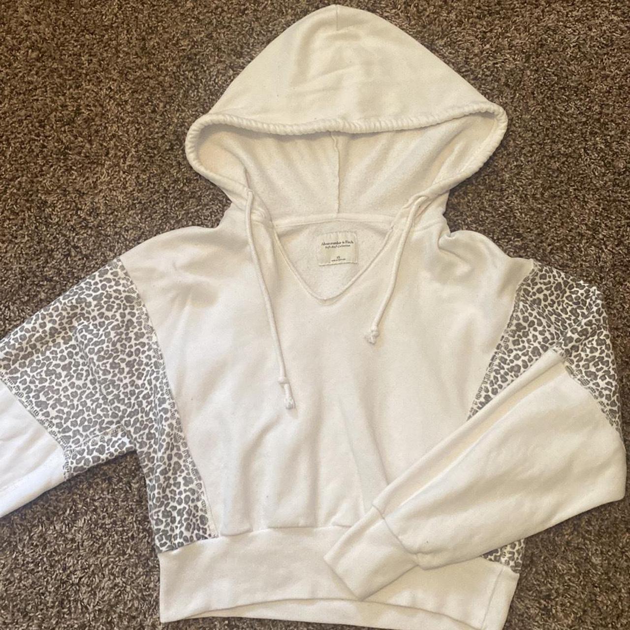 Abercrombie & Fitch Women's Cream and Brown Hoodie Depop