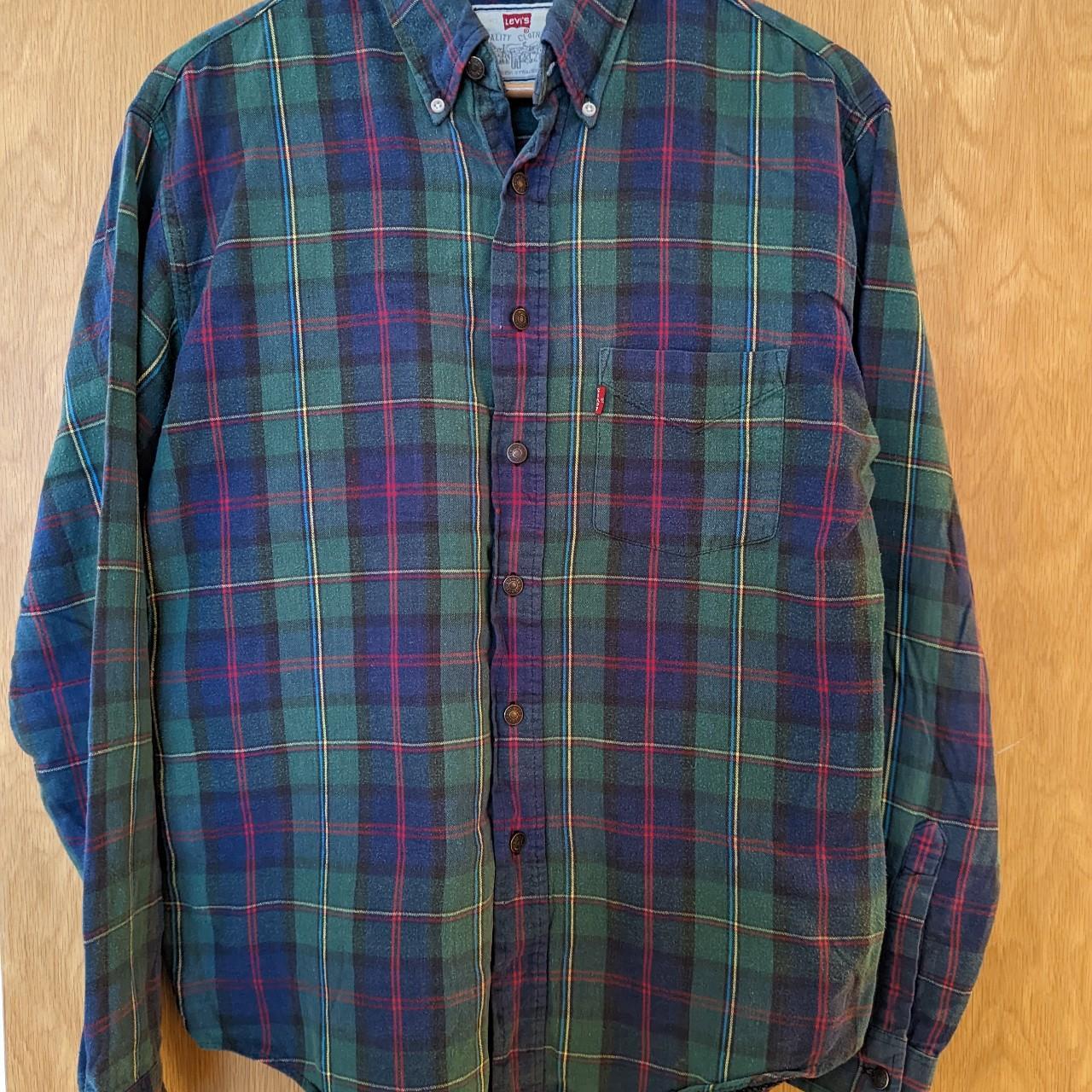 Levi's Men's Green and Blue Shirt | Depop