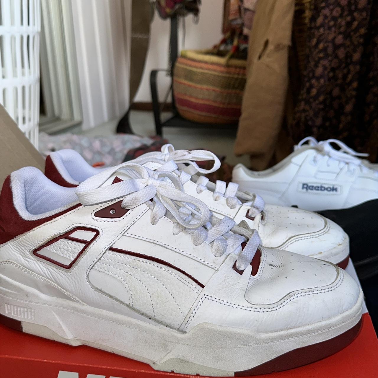 PUMA slipstream white and red sneakers dirty and... - Depop