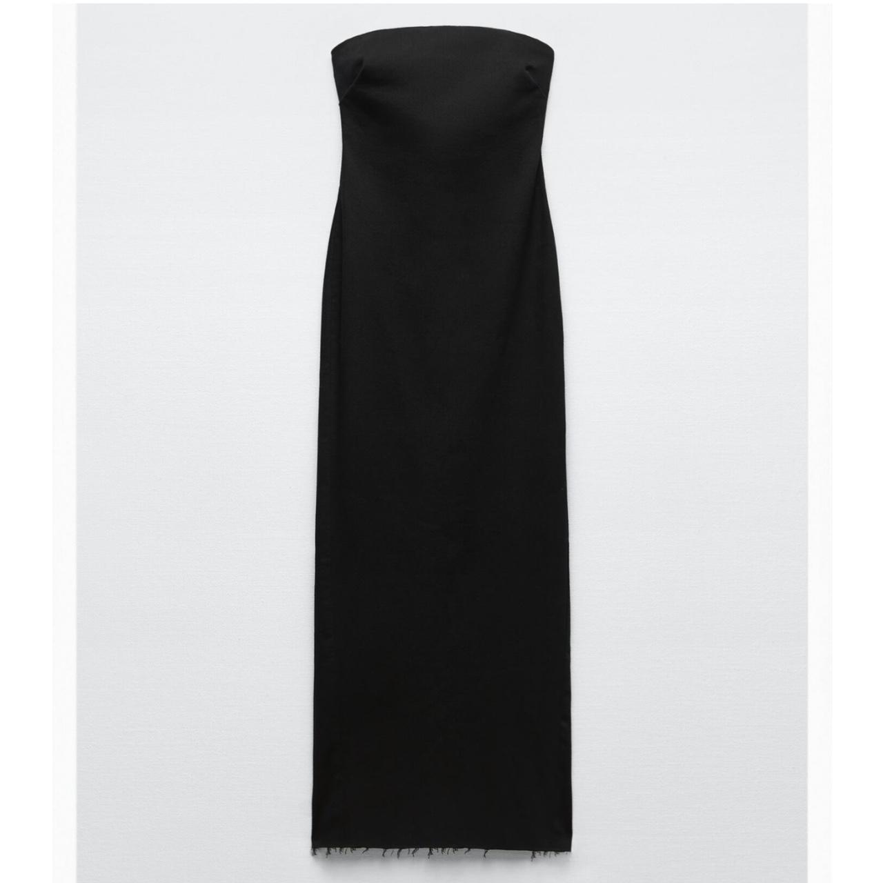 Zara black denim dress with raw hemline. RRP 119.95... Depop