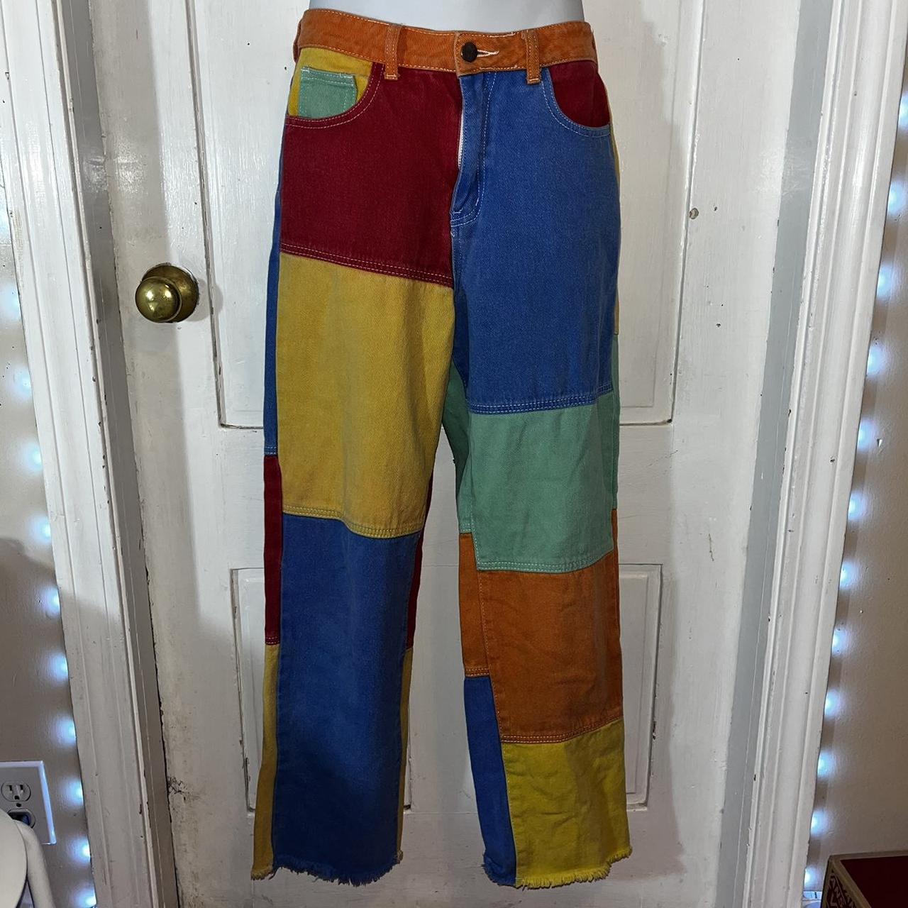 SHEIN Color Block High-Waisted Pants Women’s Size... - Depop