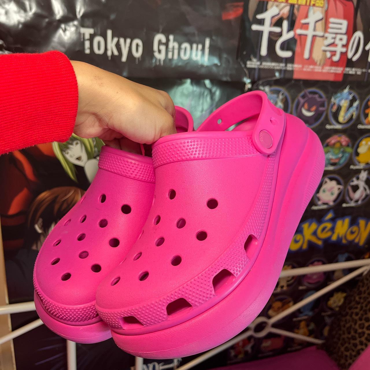light pink platform crocs