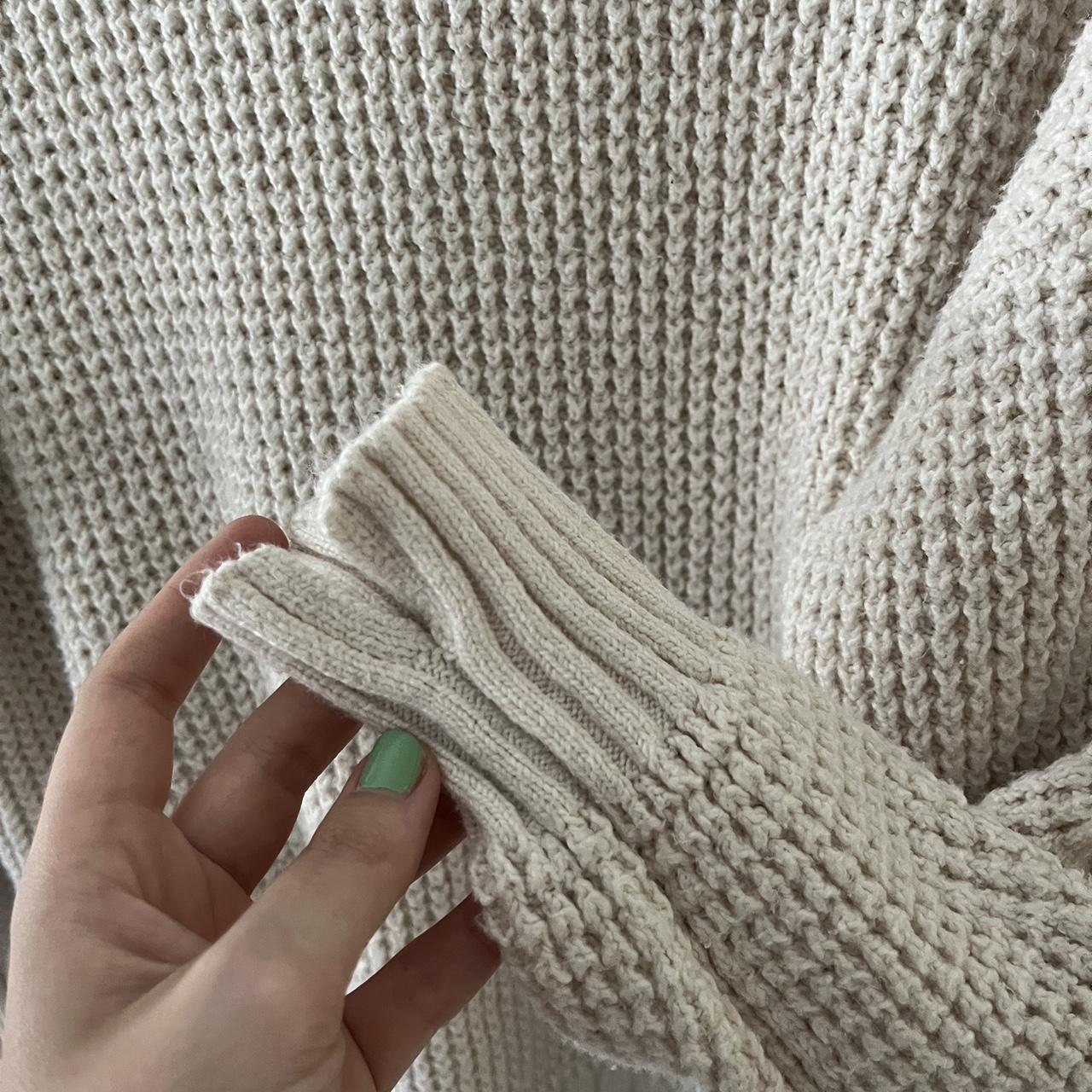 Beige waffle knit sweater | American Eagle Size S... - Depop