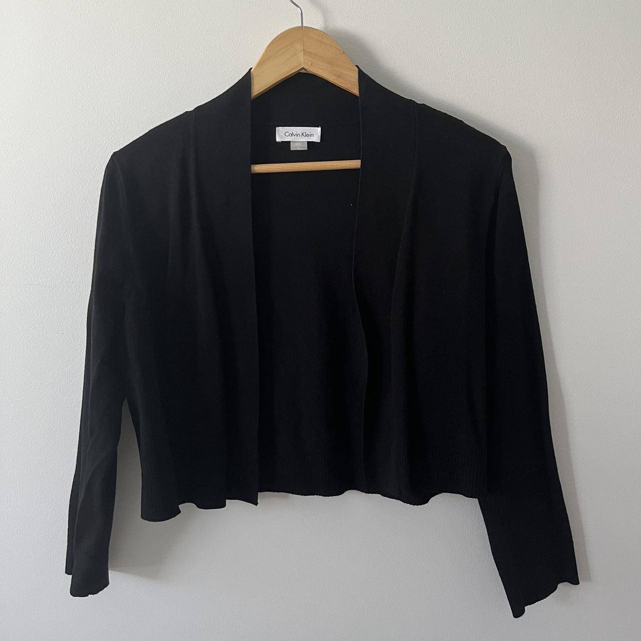 Black Calvin Klein Crop Cardigan Size L fits... - Depop