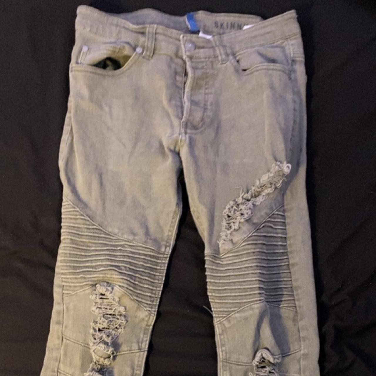 H&m green biker outlet jeans