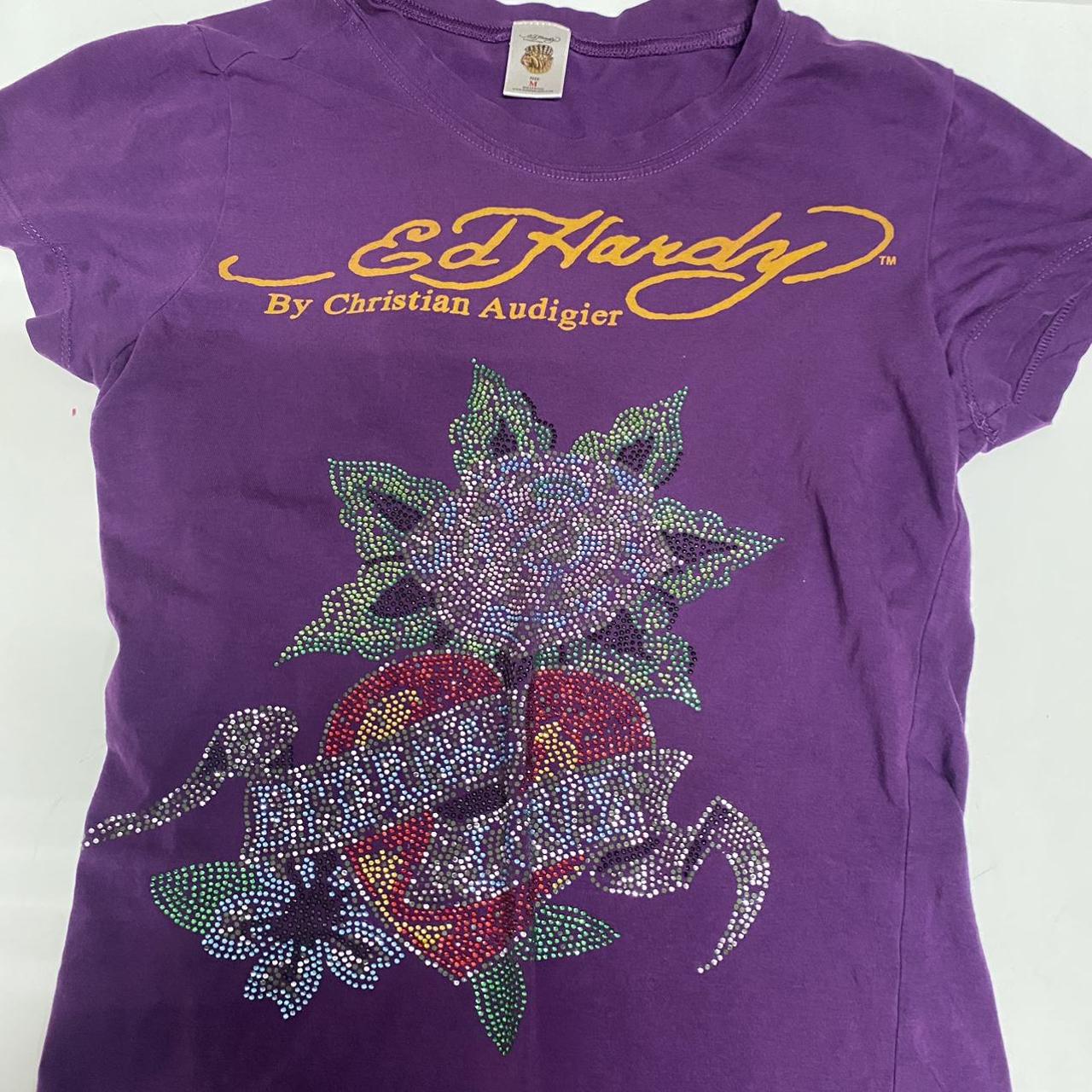 Ed Hardy Women's Purple Shirt | Depop