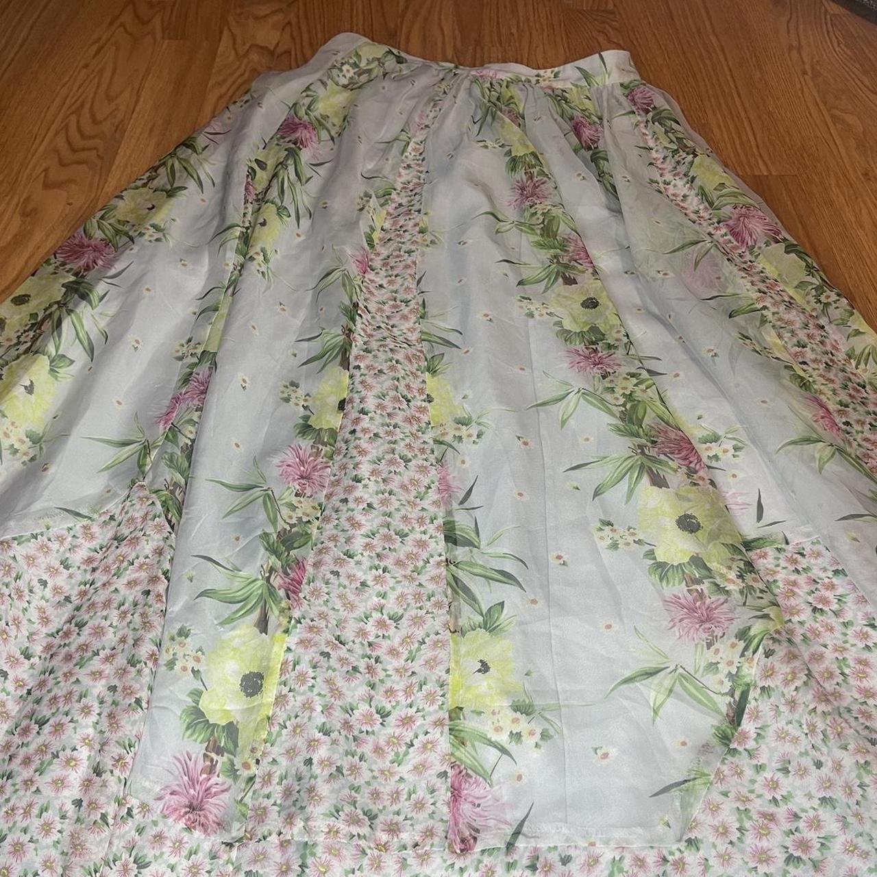 Long flowy floral skirt mixed floral patterns Depop
