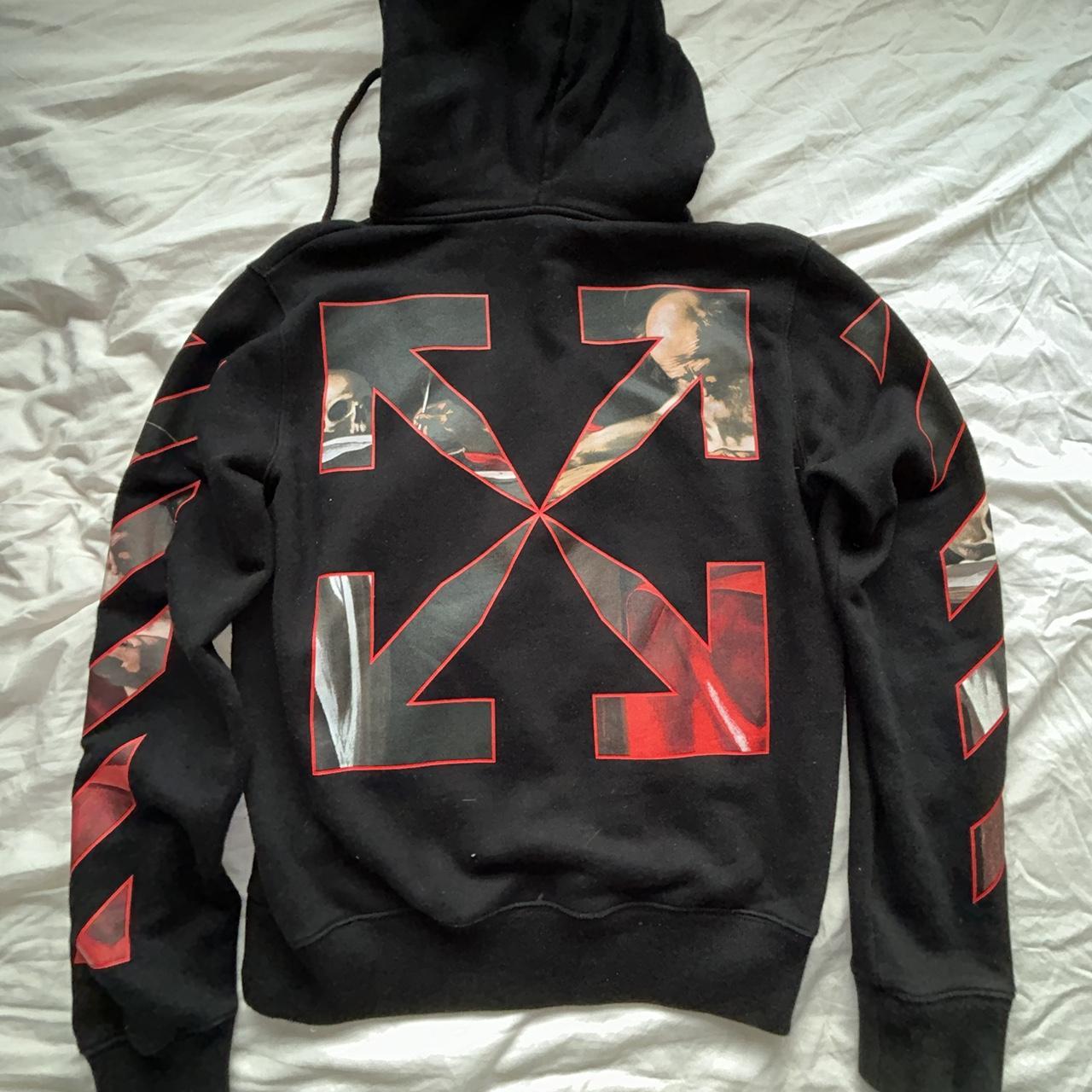 Off white black and red hoodie sale