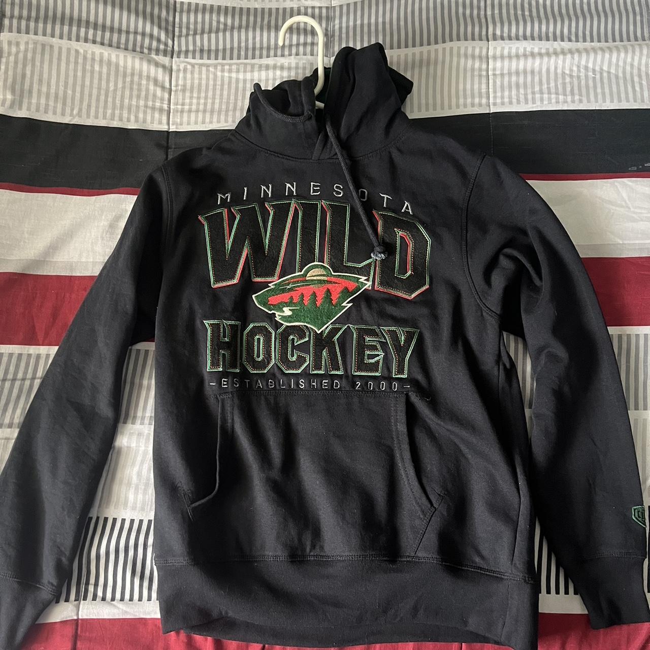 Minnesota Wild Adidas Green/Red Logo Pullover Hoodie Small