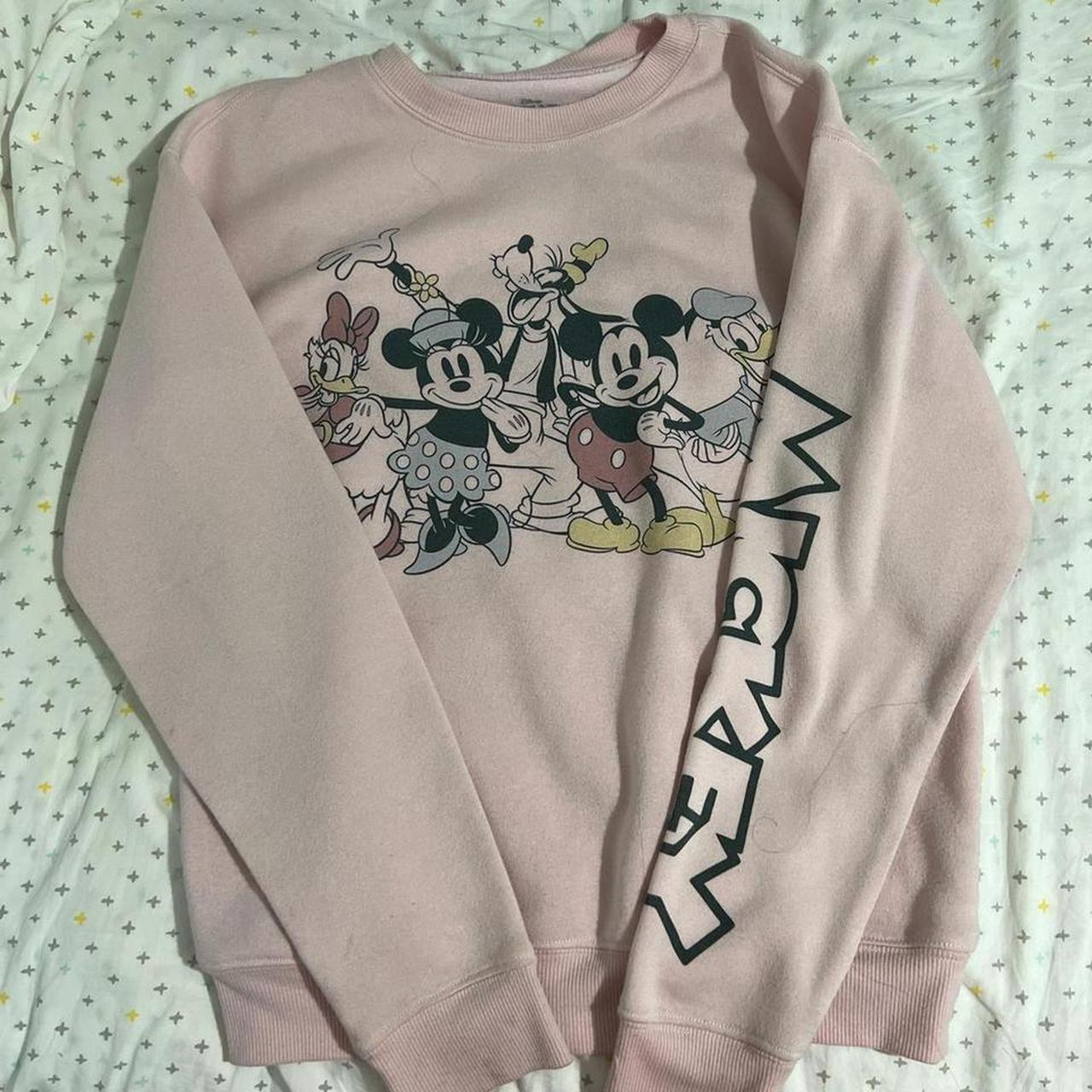 light pink Disney Mickey and Minnie pullover Size... Depop