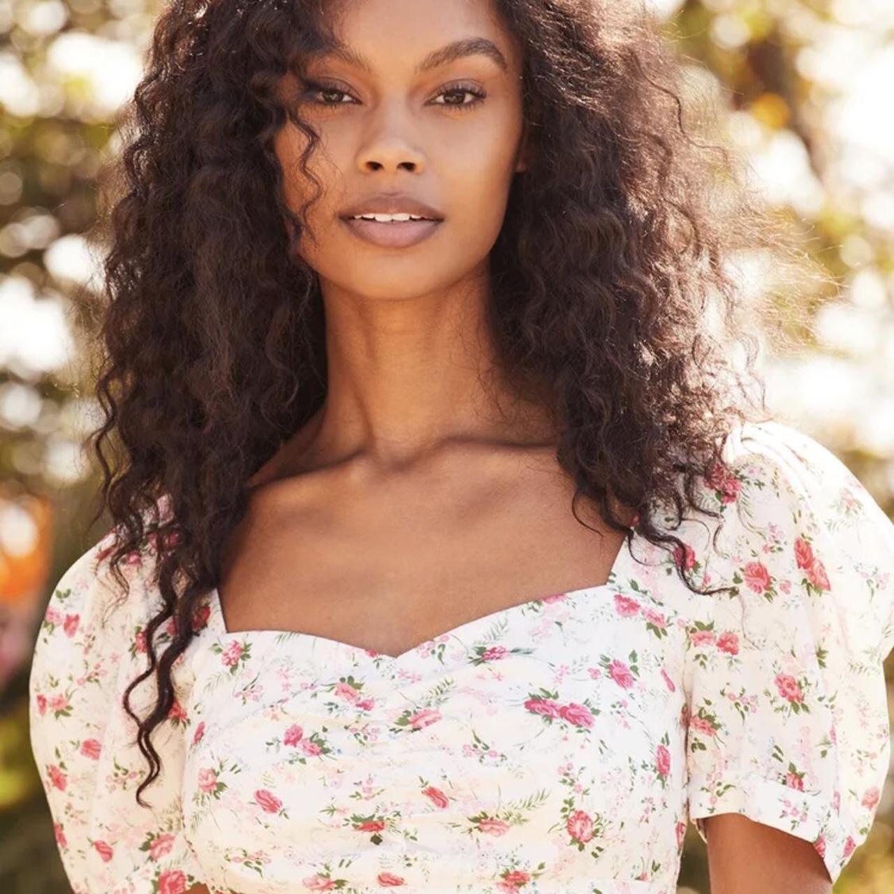 Cute Factor White Floral Print Puff Sleeve Crop Top