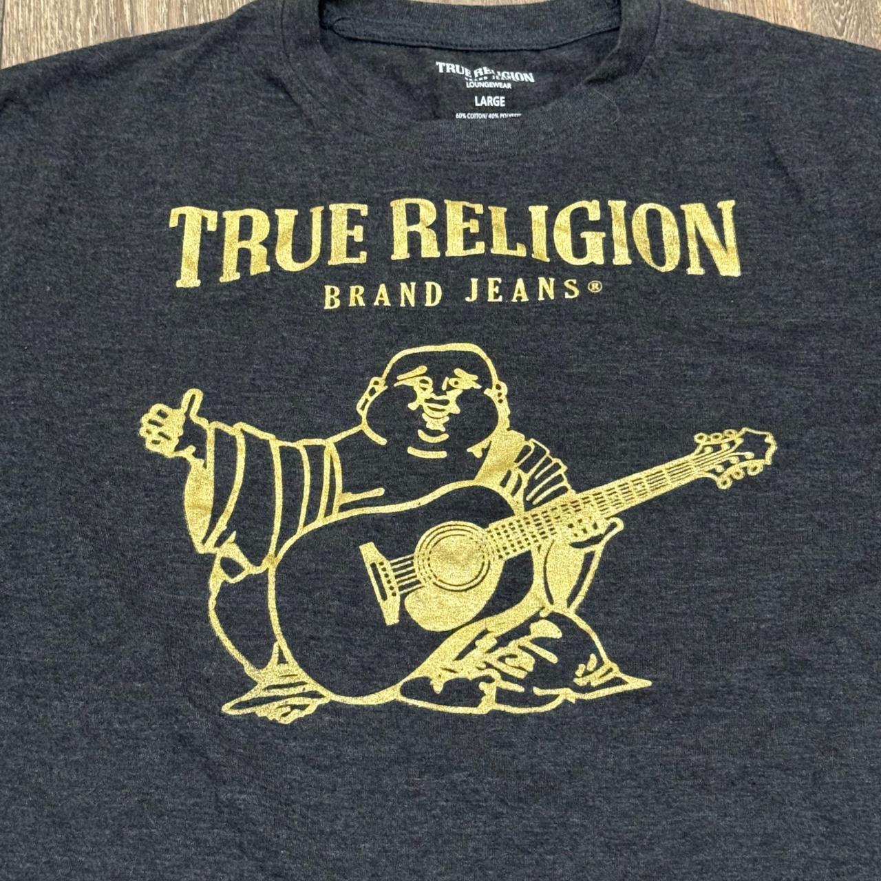 True Religion T-Shirt Mens L Large Heathered Black... - Depop