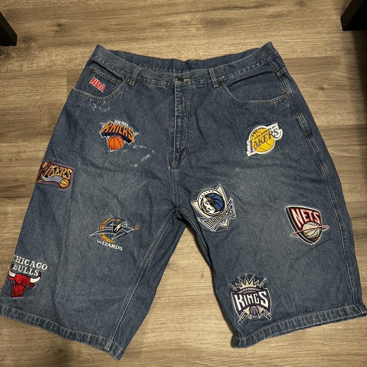 Size 38 baggy nba team jorts sick jorts for skating... - Depop