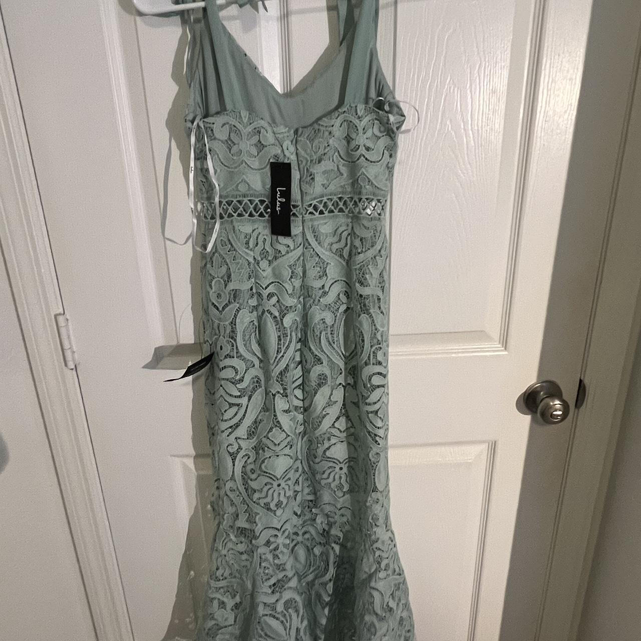 Won Your Heart Sage Green Lace Tie-Strap High-Low Midi Dress