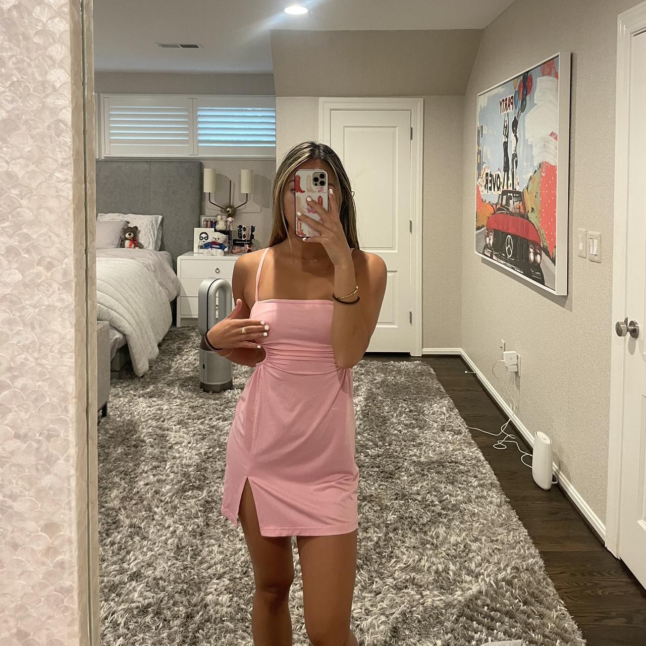 Pink Mini Dress with Cut-Outs NEW WITH TAGS! NEVER... - Depop