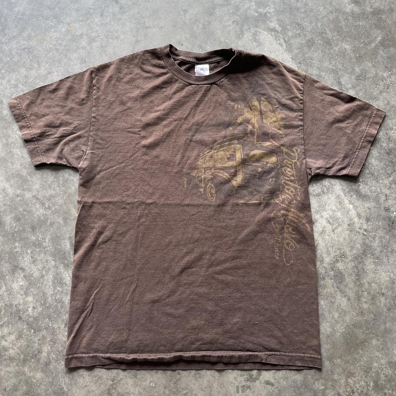 American Vintage Men's Brown and Gold T-shirt | Depop