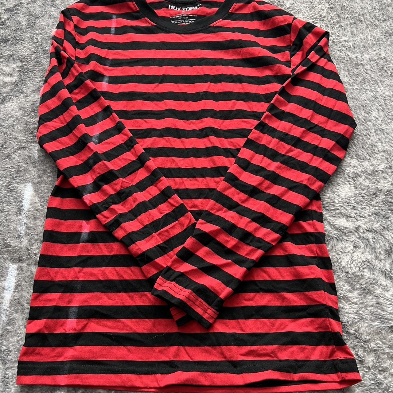 red n black striped long sleeve great for under... Depop