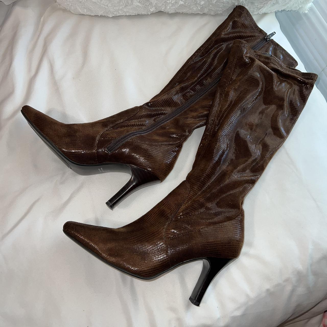 snakeskin mid calf boots