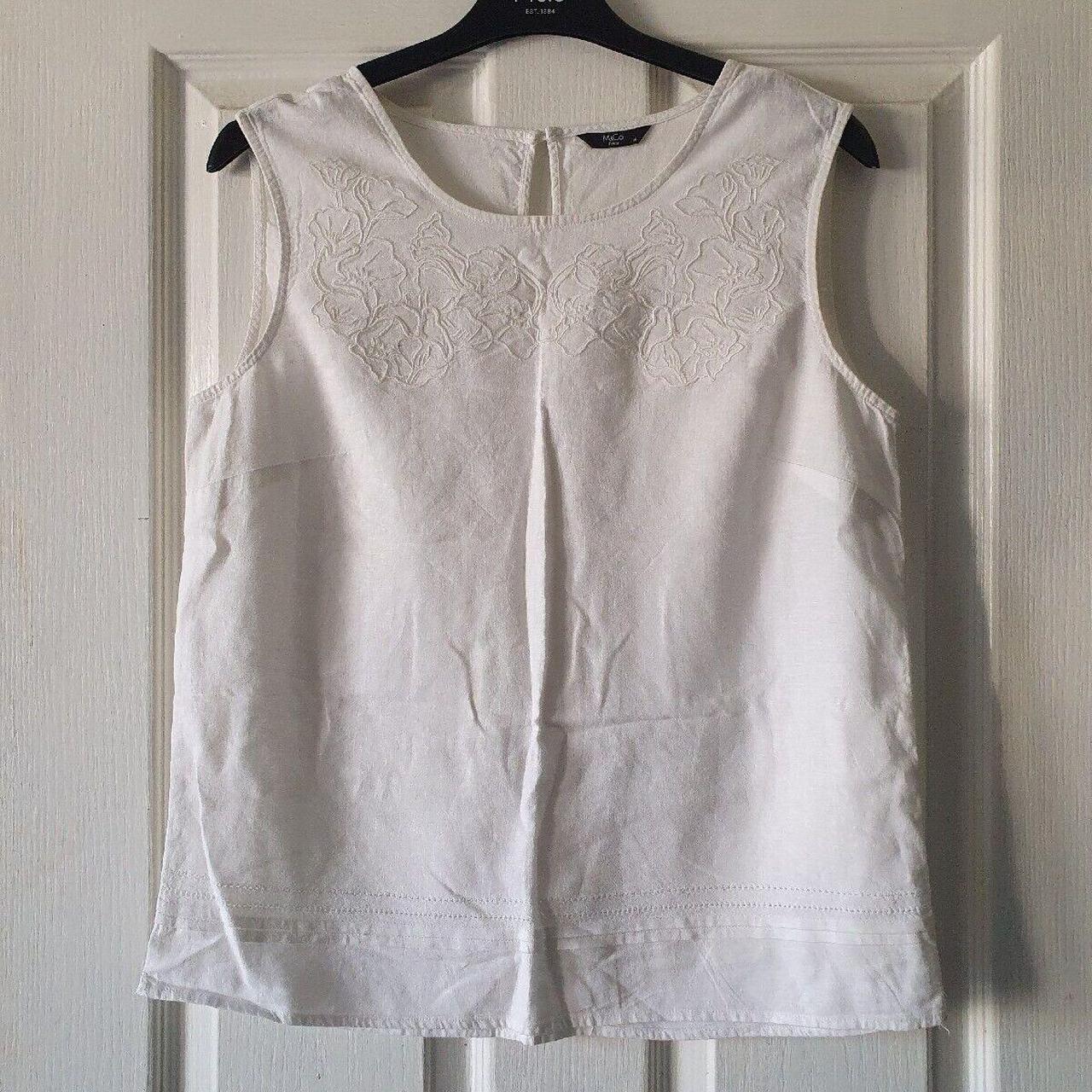 M&co White Embroidered Vest Petite (14). In... - Depop