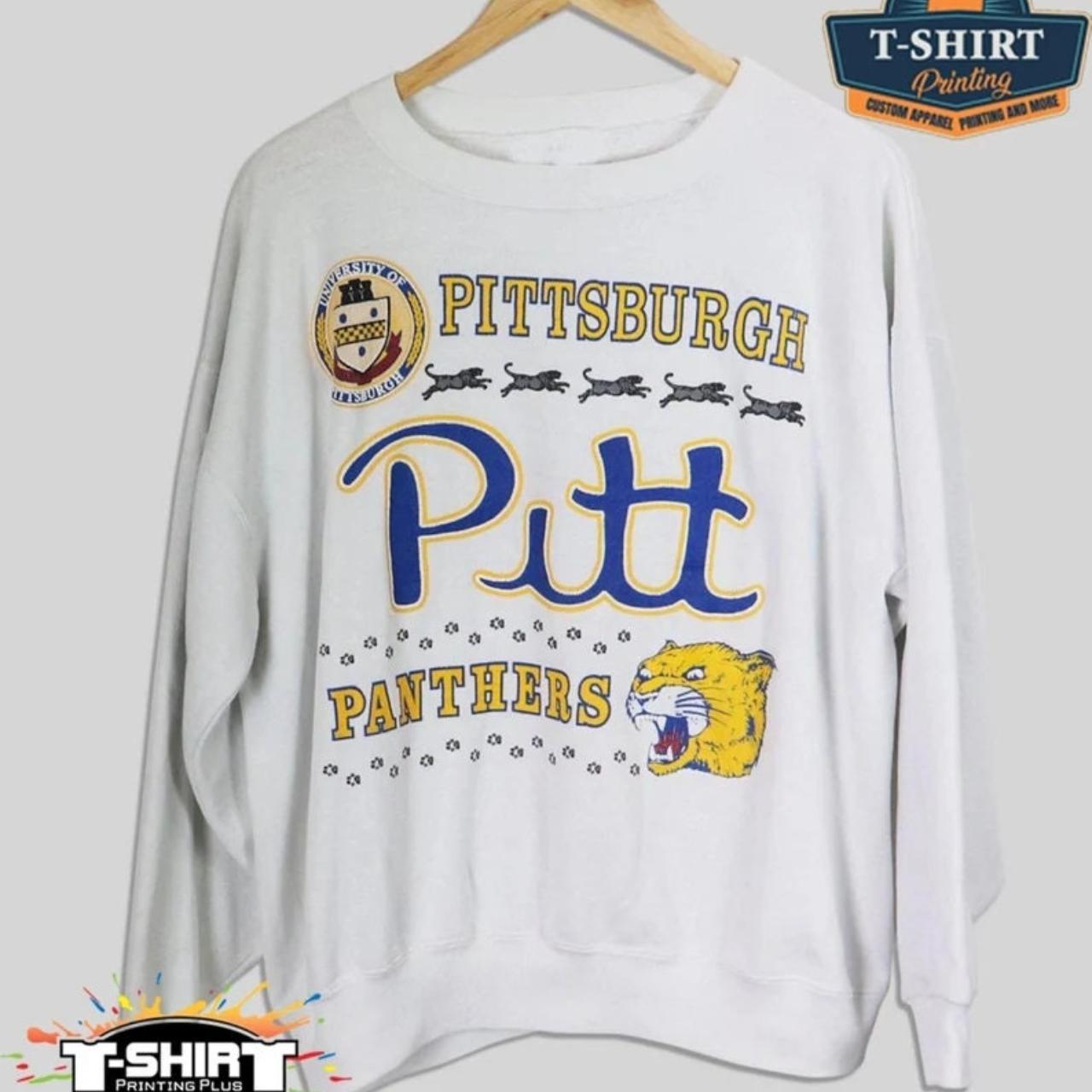 Vintage University of Pitt Panthers Logo Sweatshirt Depop