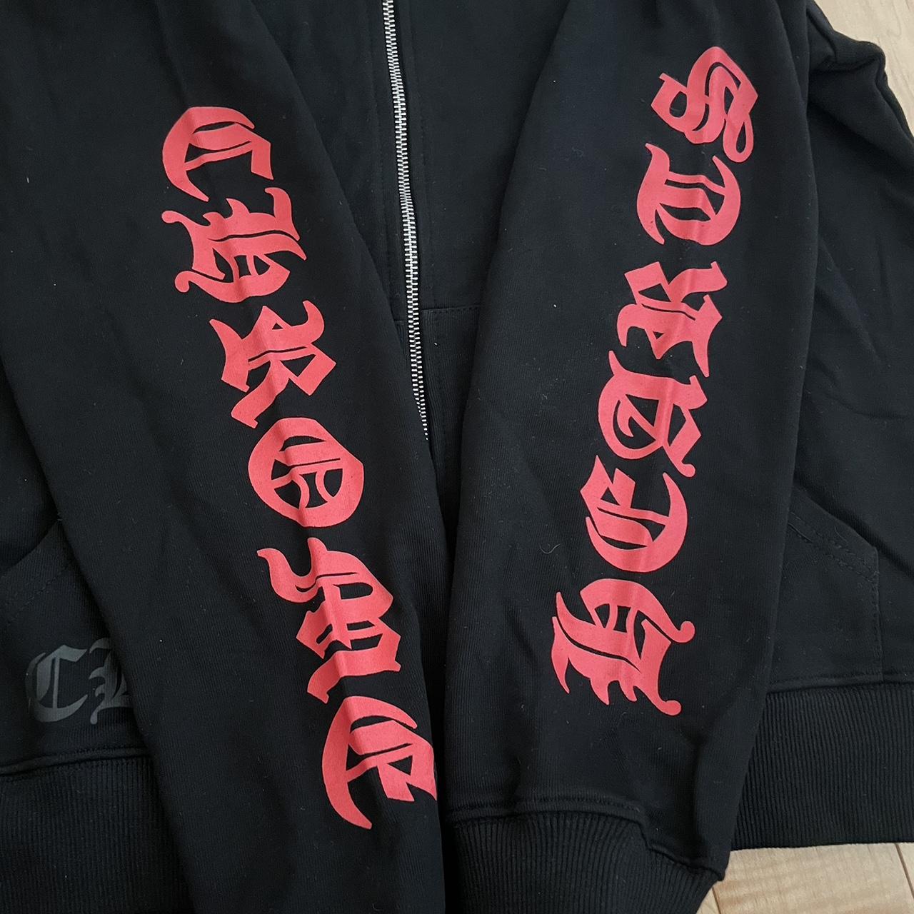 Red and black chrome best sale hearts hoodie