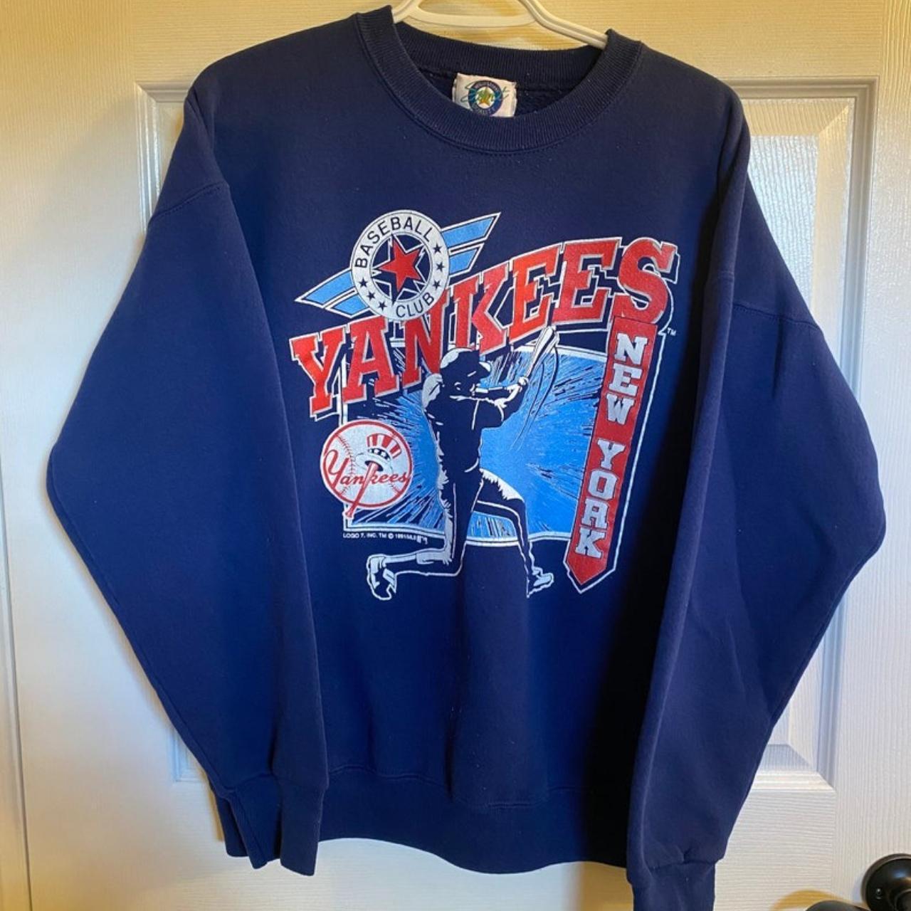 NY Yankees vintage sweatshirt Distressed crewneck - Depop